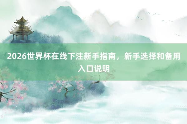 2026世界杯在线下注新手指南，新手选择和备用入口说明